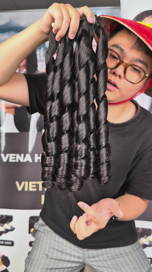 Loose Curly 100% Vietnamese Hair Bundles – Super Drawn, Natural Color