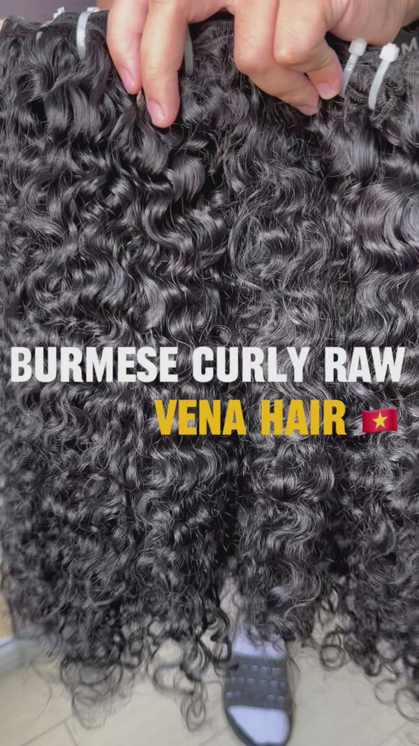 Bundles Weft Hair Burmese Curly Raw Vietnamese Hair Extensions Natural Black